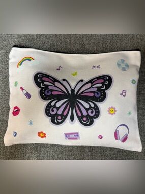 Butterfly Graphic Organizer Zipper Pouch. NWOT (Material type; Canvas)